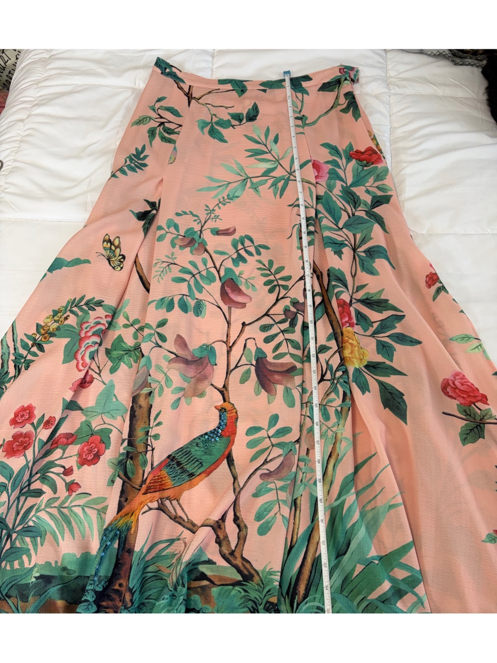 NWOT ArattaSilent Journey- Peach Botanical & Bird Print Maxi Skirt - Picture 11 of 16